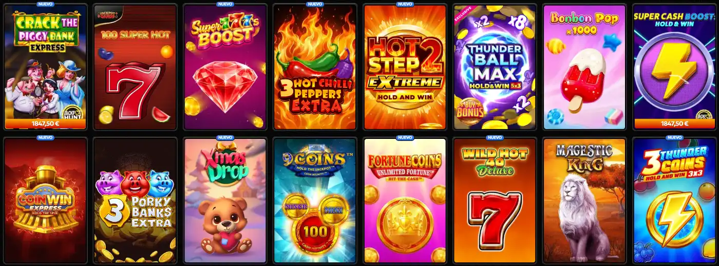 Spinsy Casino Tragamonedas Populares Spinsy Casino lobby de tragamonedas con juegos populares, nuevos slots y títulos jackpot
